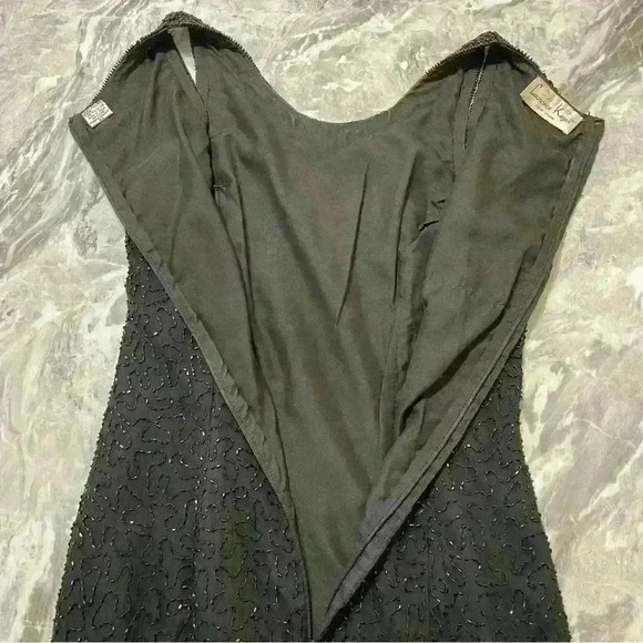 Laurence Kazar New York Womans Dress Vintage Sparkle Holiday 100% Silk Blk Sz PS - Picture 7 of 10